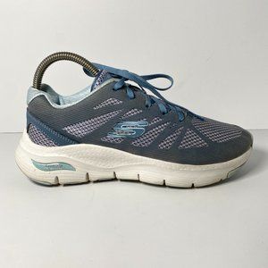 Skechers Go Walk Arch Fit Shoes Womens 8 Blue Vivid Memory Comfort Athletic